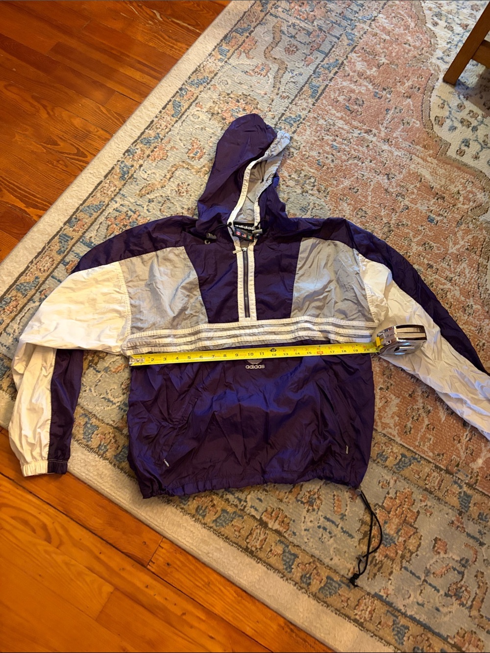 adidas Purple and White Hooded Anorak Windbreaker Jacket for Kids
